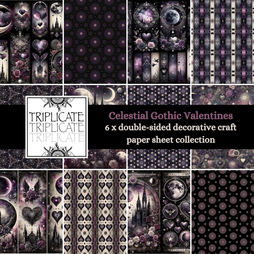 Celestial Gothic Valentine’s Scrapbook Paper