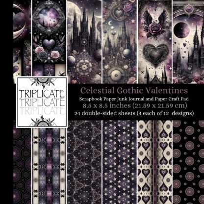 Celestial Gothic Valentines Scrapbook Paper Junk Journal and Paper Craft Pad