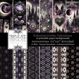 Celestial Gothic Valentines Junk Journal & Scrapbook Digital Decorative Craft Paper