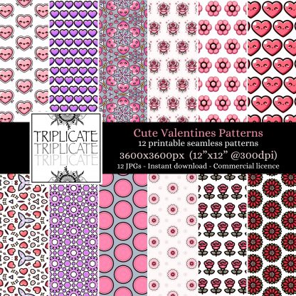 Cute Valentines Patterns Junk Journal & Scrapbook Digital Decorative Craft Paper