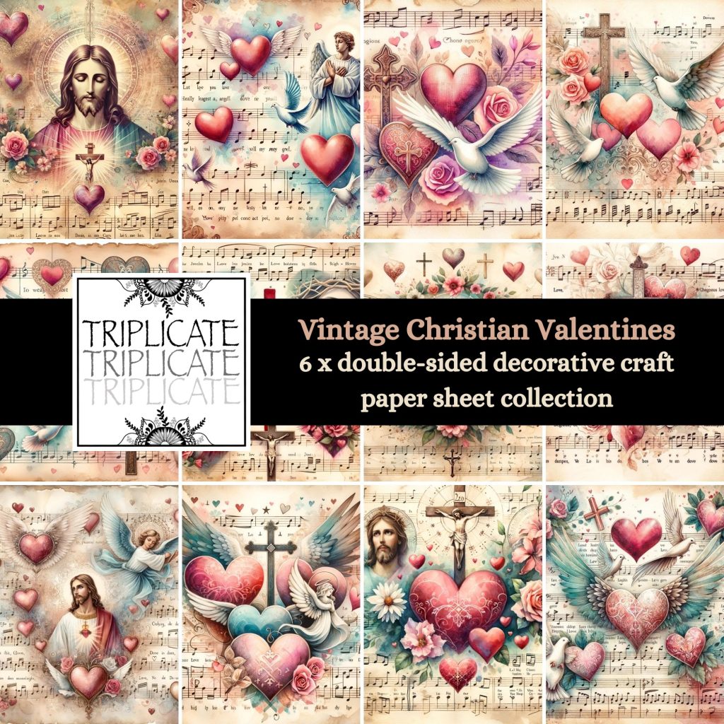 Vintage Christian Valentines Scrapbook Paper