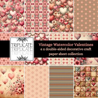 Vintage Watercolor Valentines Scrapbook Paper