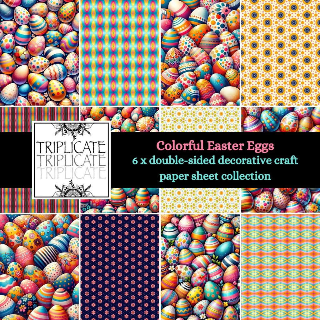 Colorful Easter Eggs Scrapbook Paper Sheets