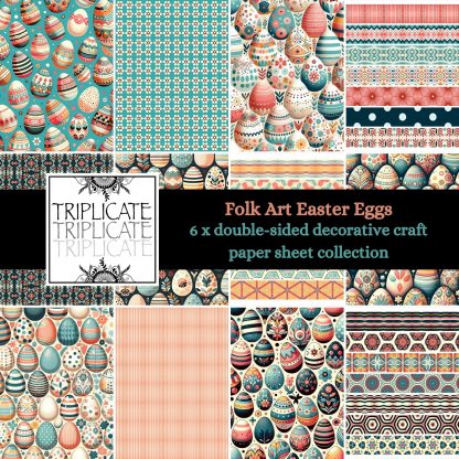 Folk Art Easter Eggs & Patterns Scrapbook Paper