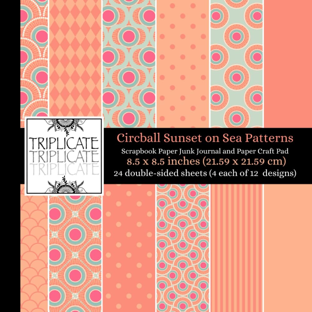 Circball Sunset on Sea Patterns Scrapbook Paper Junk Journal and Paper Craft Pad