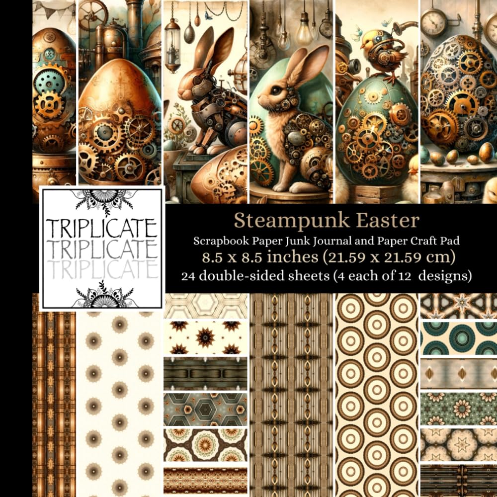 Steampunk Easter Scrapbook Paper Junk Journal and Paper Craft Pad