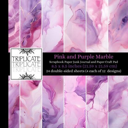 Pink and Purple Marble Scrapbook Paper Junk Journal and Paper Craft Pad