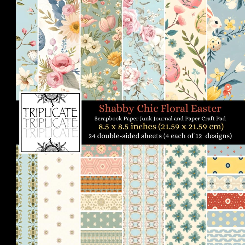 Shabby Chic Floral Easter Scrapbook Paper Junk Journal and Paper Craft Pad