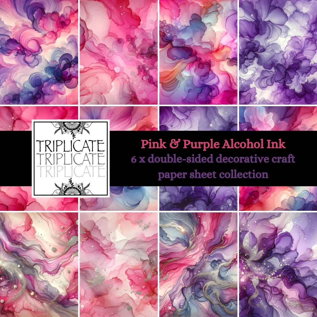 Pink & Purple Alcohol Ink Background Papers