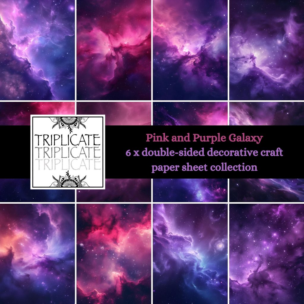 Pink and Purple Galaxy Background Scrapbook Papers