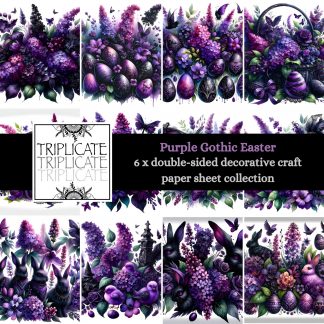 Purple Gothic Easter Scrapbooking Paper Sheets