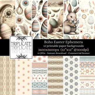 Boho Easter Ephemera Junk Journal & Scrapbook Digital Decorative Craft Paper