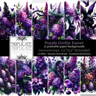 Purple Gothic Easter Junk Journal & Scrapbook Digital Decorative Craft Paper