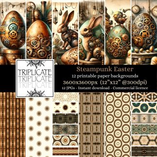 Steampunk Easter Junk Journal & Scrapbook Digital Decorative Craft Paper