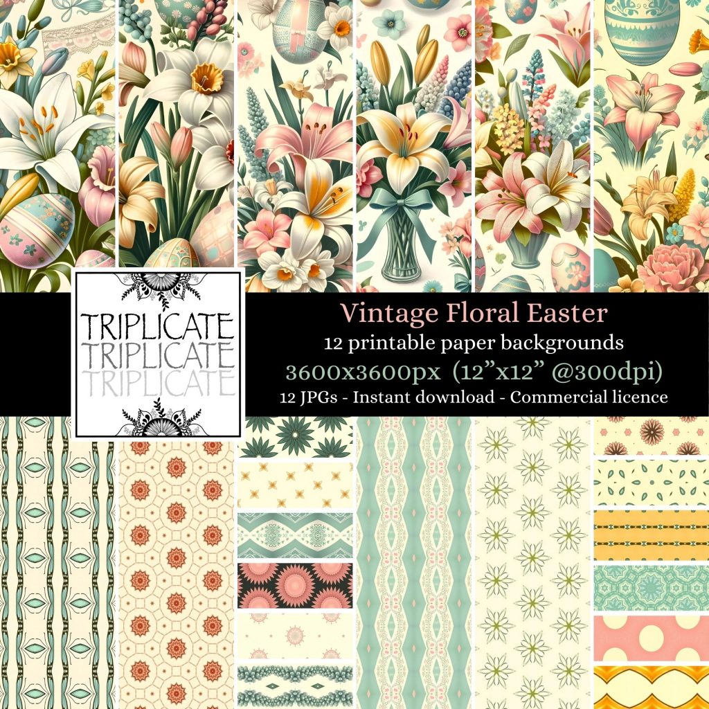 Vintage Floral Easter Junk Journal & Scrapbook Digital Decorative Craft Paper