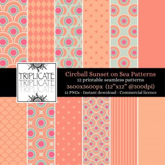 Circball Sunset on Sea Dot Mandala Patterns Junk Journal & Scrapbook Digital Decorative Craft Paper