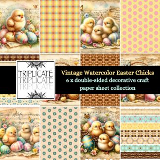 Vintage Watercolor Easter Chicks Scrapbook Paper