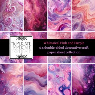 Whimsical Pink and Purple Scrapbook Paper Sheets