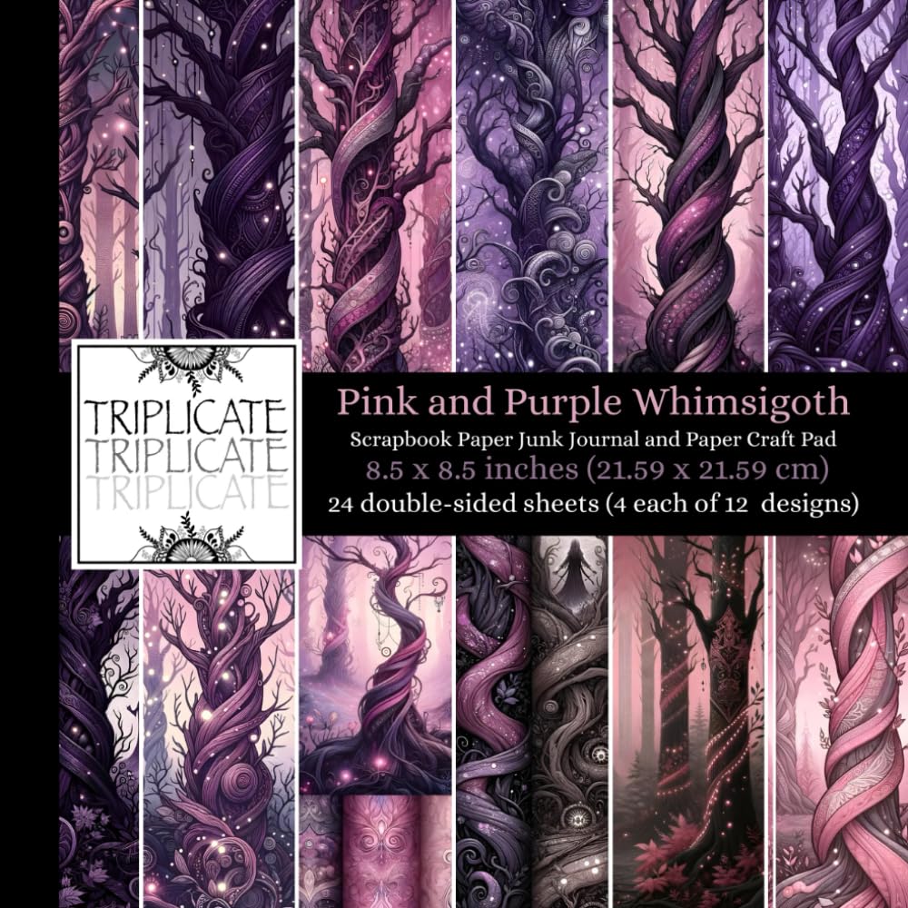 Pink and Purple Whimsigoth Scrapbook Paper Junk Journal and Paper Craft Pad