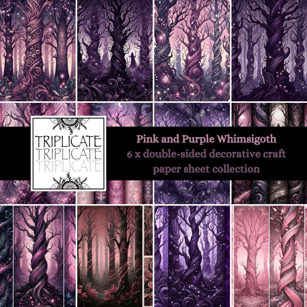 Pink and Purple Whimsigoth Scrapbook Paper