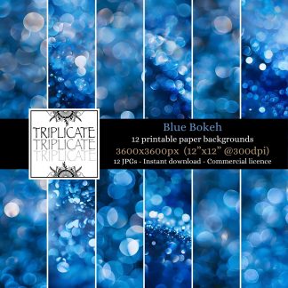 Blue Bokeh Junk Journal & Scrapbook Digital Decorative Craft Paper