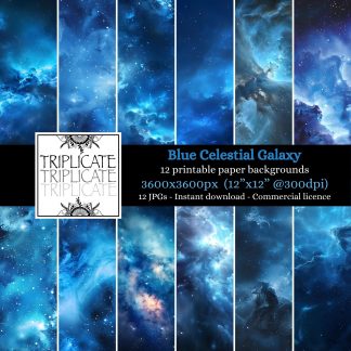Blue Celestial Galaxy Junk Journal & Scrapbook Digital Decorative Craft Paper
