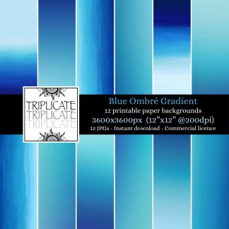 Blue Ombré Gradient Junk Journal & Scrapbook Digital Decorative Craft Paper
