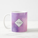 Monogram Pink &amp; Purple Watercolor Name Coffee Mug