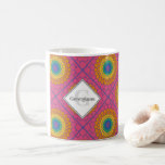 Monogram Radiant Rainbow Dot Mandala Diamond Tile Coffee Mug