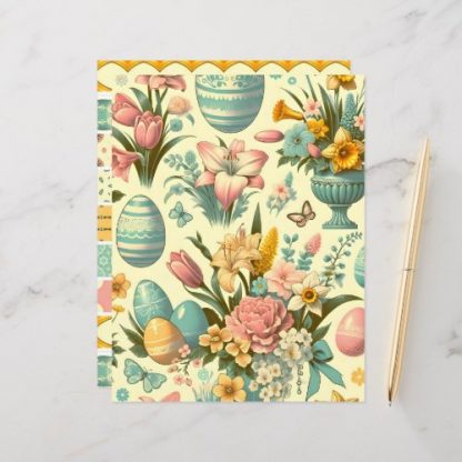 Vintage Floral Easter Scrapbook Paper
