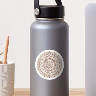 Sticker, Warm Neutrals Cafe Ombre Polka Dot Mandala designed and sold by Triplicate Limited