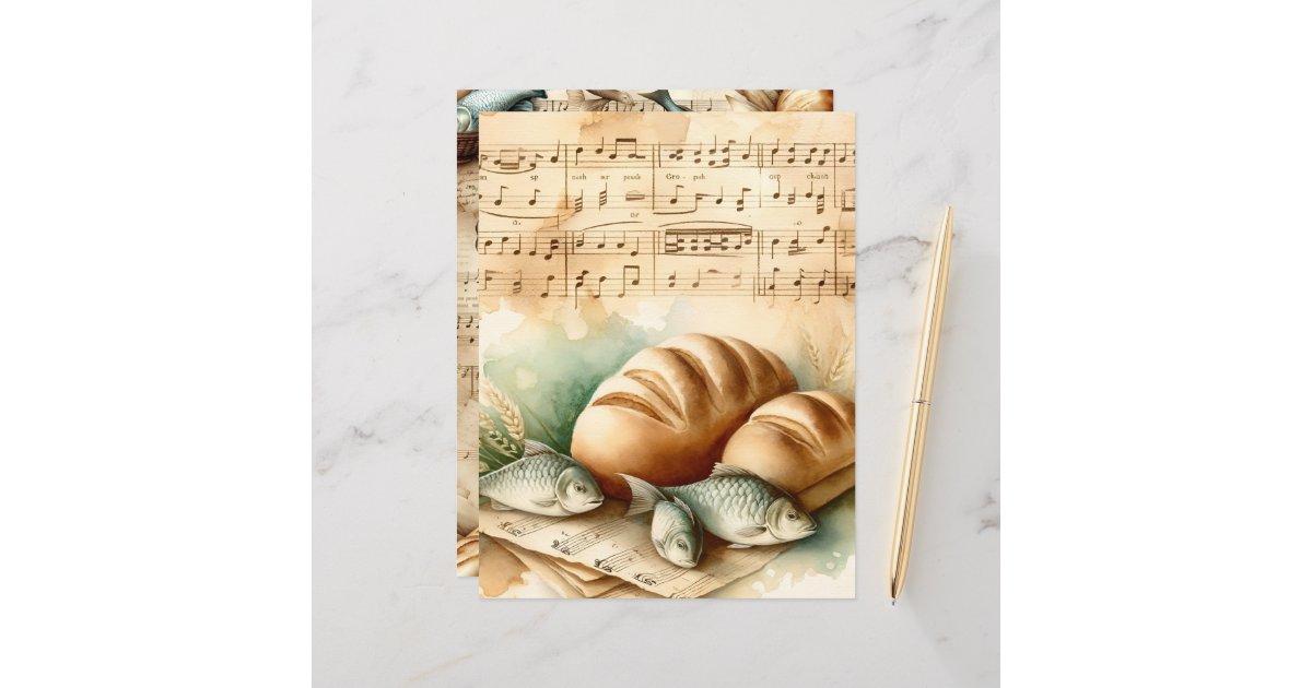 Christian Bread & Fishes Vintage Scrapbook Paper