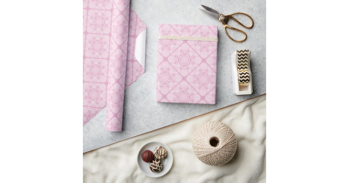 Dusky Rose Preppy In Pink Diamond Tile Wrapping Paper