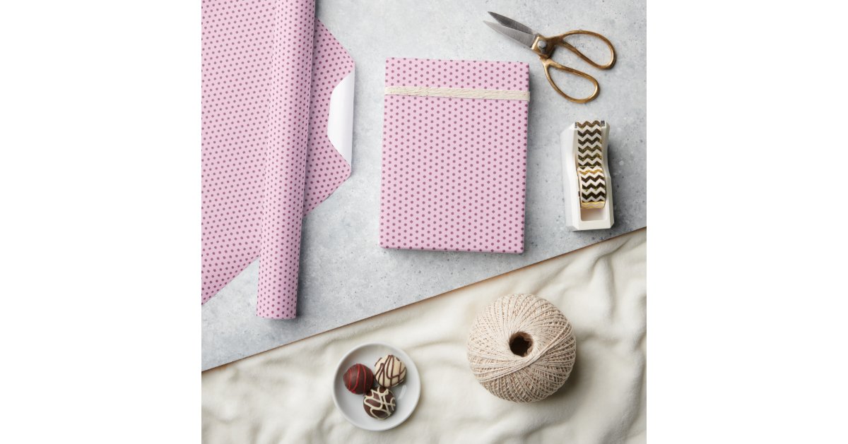 Geometric Dusky Rose Six Pointed Stars on Pink Wrapping Paper