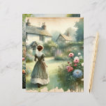 Vintage Watercolor Country Garden Scrapbook Paper