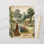 Vintage Watercolor Country Garden Scrapbook Paper