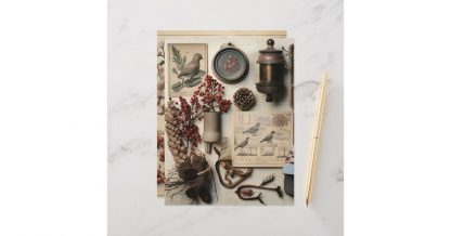 Vintage Winter Ephemera Scrapbook Paper