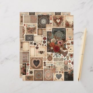 Boho Valentines Ephemera Scrapbook Paper