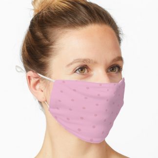 Mask, Geometric Dusky Rose Sea Pink Polka Dots On Lilac Sachet designed and sold by Triplicate Limited