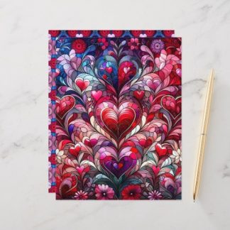 Valentines Stained Glass Scrapbook Paper