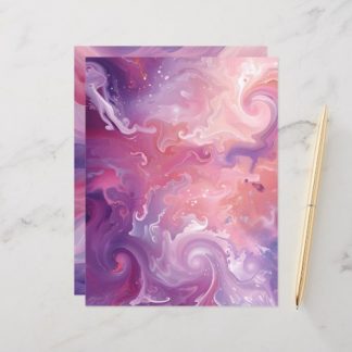 Whimsical Pink &amp; Purple Background Scrapbook Paper