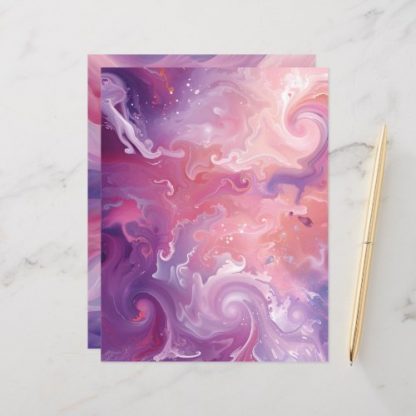 Whimsical Pink &amp; Purple Background Scrapbook Paper