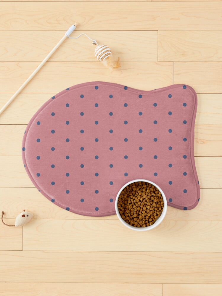 Pet Mat, Geometric Royal Circle Gray Blue Polka Dots On Brandied Apricot designed and sold by Triplicate Limited