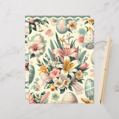 Vintage Floral Easter Scrapbook Paper