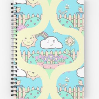 Journal, Cute Pastel Kawaii Garden Retro Ogee designed and sold by Triplicate Limited