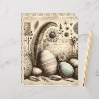Boho Easter Ephemera Scrapbook Paper