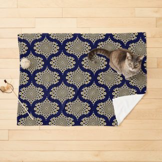Pet Blanket, We Are Watching You Navy And Gold Mid Mod Ogee designed and sold by Triplicate Limited