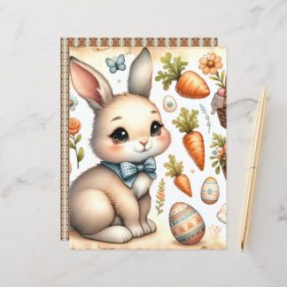 Vintage Watercolor Easter Bunnies Scrapbook Paper