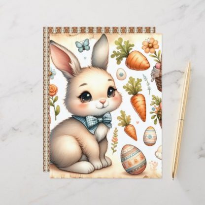 Vintage Watercolor Easter Bunnies Scrapbook Paper