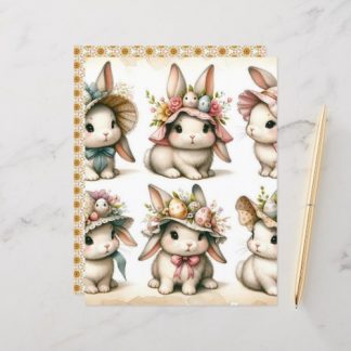 Vintage Watercolor Easter Bunnies Scrapbook Paper